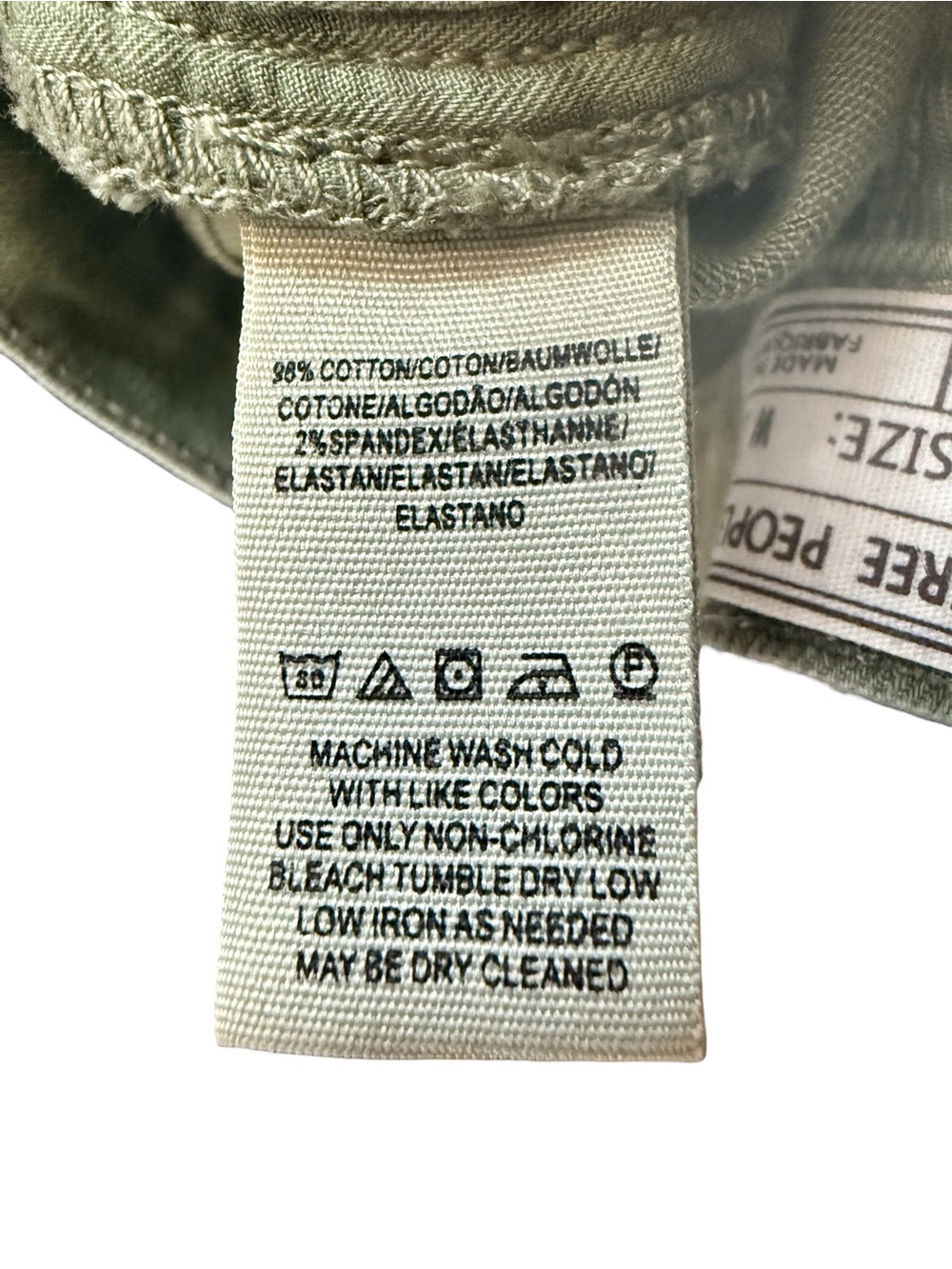 Free People Olive Green Distressed Jeans Frayed Hem Size 25 Boho Raw Hem - Picture 9 of 9
